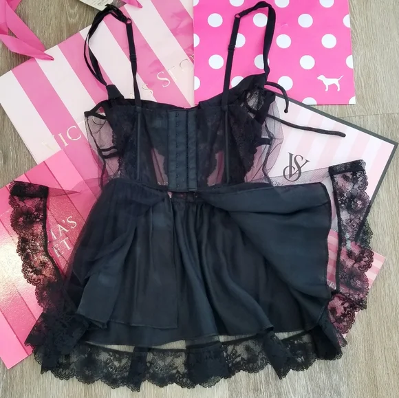Victoria's Secret Vintage Designer Collection Babydoll Lingerie Corset Lace NWT